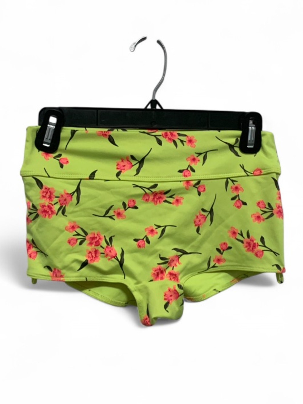 PINK Victoria's Secret Lime Green Floral Boyshort Bikini Bottoms